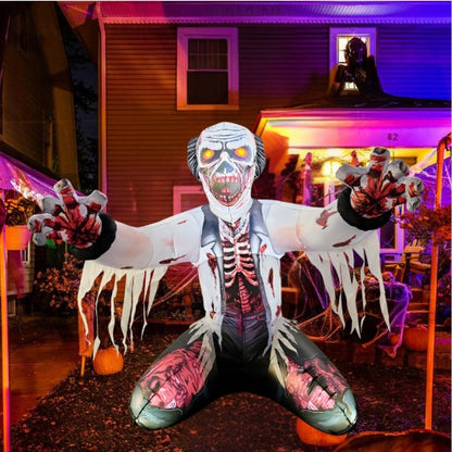GOOSH 6FT Inflatable Zombie with Glowing Eyes – Light-Up Halloween Yard Decoration