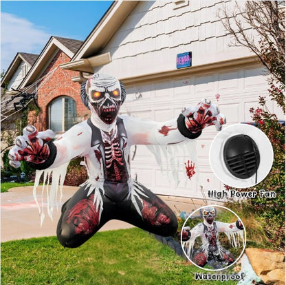 GOOSH 6FT Inflatable Zombie with Glowing Eyes – Light-Up Halloween Yard Decoration