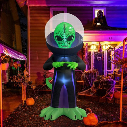 GOOSH 9FT Inflatable Alien with Space Helmet – Light-Up Halloween Yard Decoration