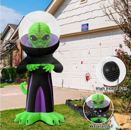 GOOSH 9FT Inflatable Alien with Space Helmet – Light-Up Halloween Yard Decoration