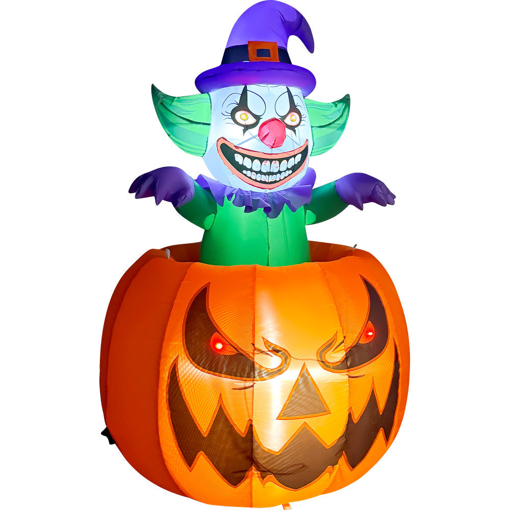 GOOSH 6 FT Animated Creepy Clown in Pumpkin Inflatable with LED Lights Halloween Outdoor Blow Up Yard Decoration