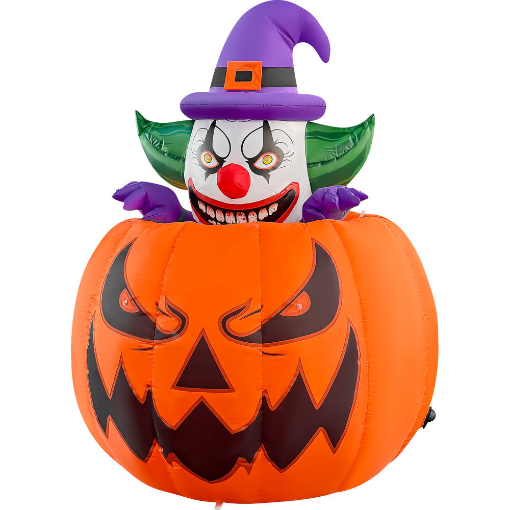 GOOSH 6 FT Animated Creepy Clown in Pumpkin Inflatable with LED Lights Halloween Outdoor Blow Up Yard Decoration