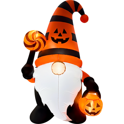 GOOSH 6 FT Halloween Gnome Inflatable with LED Lights Pumpkin Candy Outdoor Blow Up Yard Decoration