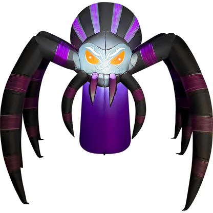 GOOSH 7 FT Giant Purple Spider Inflatable with LED Lights Halloween Outdoor Blow Up Yard Decoration