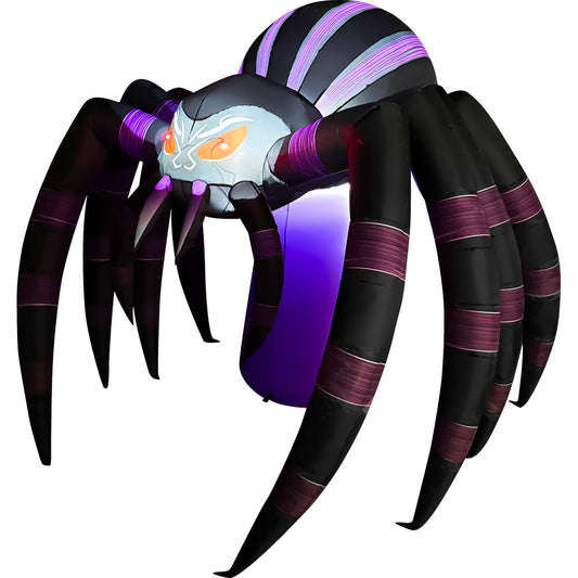 GOOSH 7 FT Giant Purple Spider Inflatable with LED Lights Halloween Outdoor Blow Up Yard Decoration