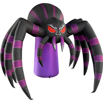 GOOSH 7 FT Giant Purple Spider Inflatable with LED Lights Halloween Outdoor Blow Up Yard Decoration