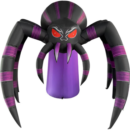 GOOSH 7 FT Giant Purple Spider Inflatable with LED Lights Halloween Outdoor Blow Up Yard Decoration
