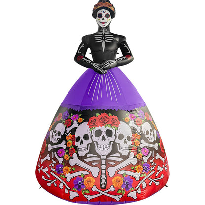 GOOSH 9.3 FT Day of the Dead Skeleton Lady Inflatable with LED Lights Halloween Outdoor Yard Decoration