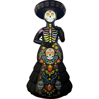 GOOSH 7 FT Day of the Dead Skeleton Lady Inflatable with LED Lights Halloween Outdoor Blow Up Yard Decoration