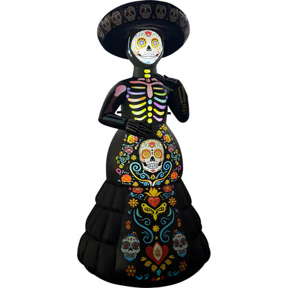 GOOSH 7 FT Day of the Dead Skeleton Lady Inflatable with LED Lights Halloween Outdoor Blow Up Yard Decoration