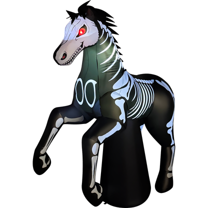 GOOSH 6.2 FT Skeleton Horse Inflatable with LED Lights Halloween Outdoor Blow Up Yard Decoration