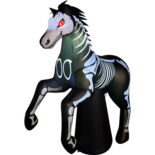 GOOSH 6.2 FT Skeleton Horse Inflatable with LED Lights Halloween Outdoor Blow Up Yard Decoration