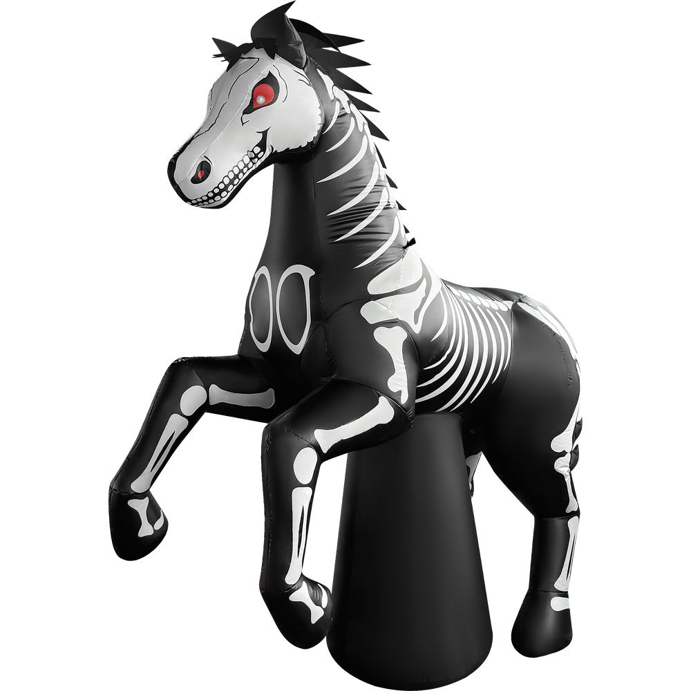 GOOSH 6.2 FT Skeleton Horse Inflatable with LED Lights Halloween Outdoor Blow Up Yard Decoration