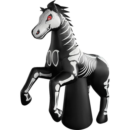 GOOSH 6.2 FT Skeleton Horse Inflatable with LED Lights Halloween Outdoor Blow Up Yard Decoration