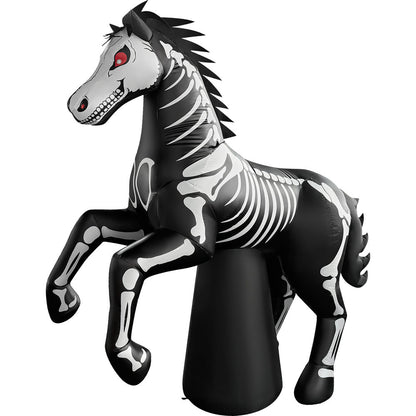 GOOSH 6.2 FT Skeleton Horse Inflatable with LED Lights Halloween Outdoor Blow Up Yard Decoration