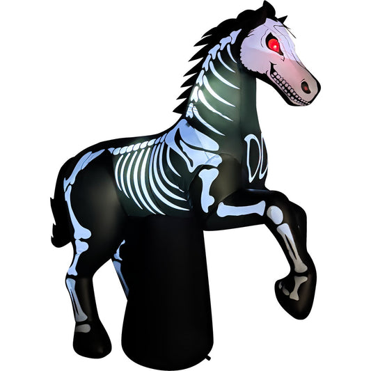 GOOSH 6.2 FT Skeleton Horse Inflatable with LED Lights Halloween Outdoor Blow Up Yard Decoration