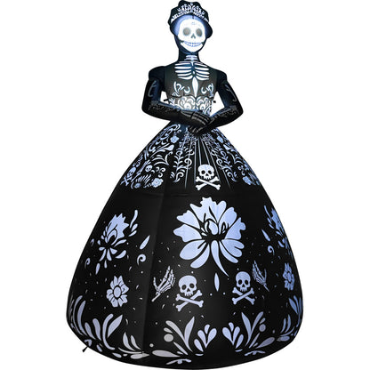 GOOSH 9.3 FT Day of the Dead Skeleton Lady Inflatable with LED Lights Halloween Outdoor Blow Up Yard Decoration