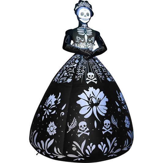 GOOSH 9.3 FT Day of the Dead Skeleton Lady Inflatable with LED Lights Halloween Outdoor Blow Up Yard Decoration