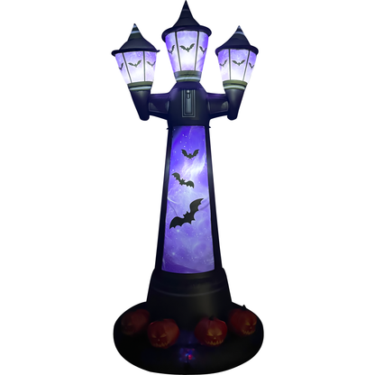 GOOSH 8 FT Halloween Inflatable Haunted Street Lamp with Pumpkins & LED Lights Outdoor Yard Decoration