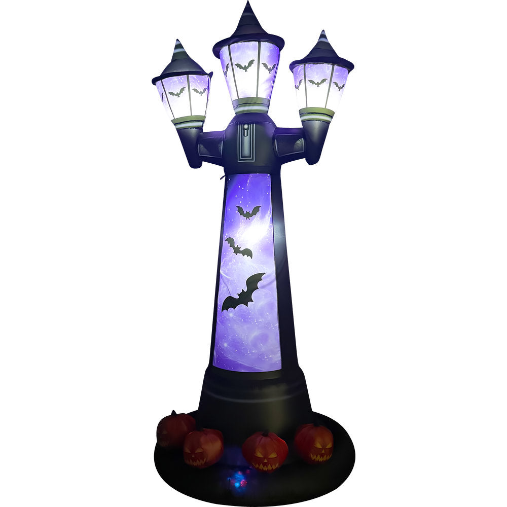 GOOSH 8 FT Halloween Inflatable Haunted Street Lamp with Pumpkins & LED Lights Outdoor Yard Decoration