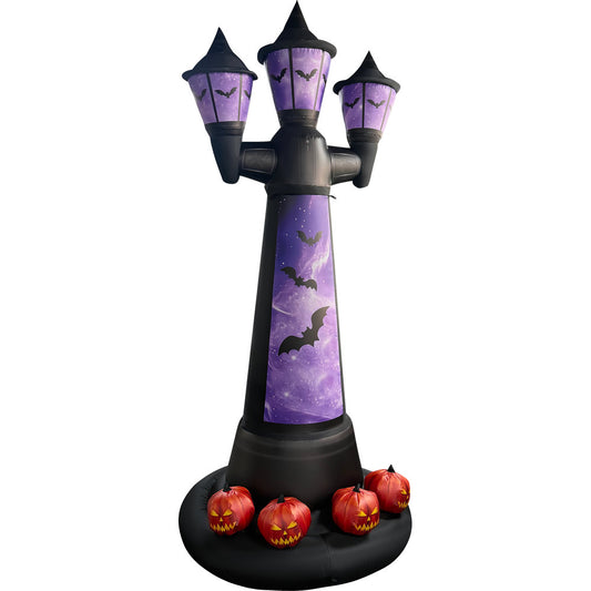 GOOSH 8 FT Halloween Inflatable Haunted Street Lamp with Pumpkins & LED Lights Outdoor Yard Decoration