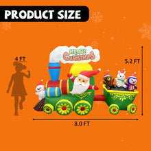 Load image into Gallery viewer, GOOSH 8ft Christmas Inflatables Outdoor Decorations, Blow Up Santa Claus Penguin Bear Rabbit in Train Inflatable with Built-in LEDs for Christmas Indoor Outdoor Yard Lawn Garden Decorations #27263
