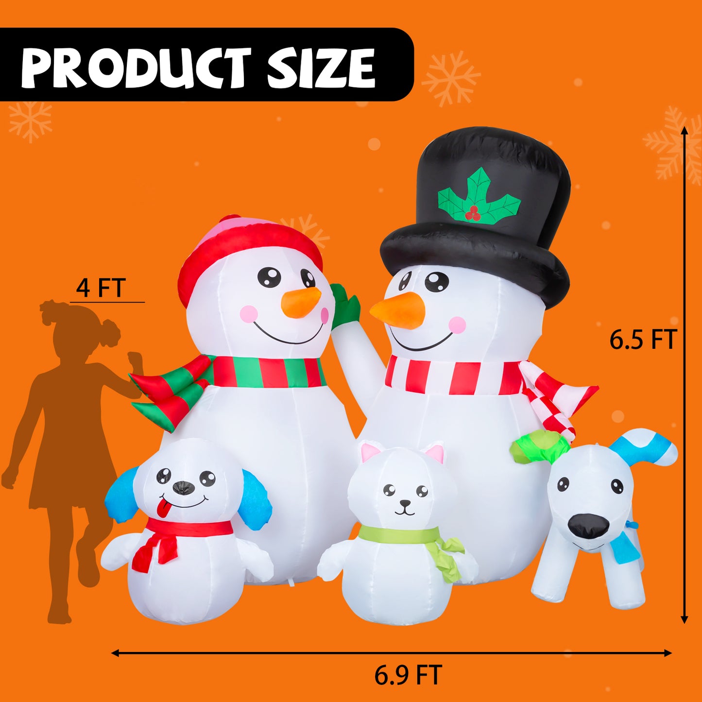 GOOSH 7ft Christmas Inflatables Outdoor Decorations, Blow Up Snowman Family Inflatable with Built-in LEDs for Christmas Indoor Outdoor Yard Lawn Garden Decorations