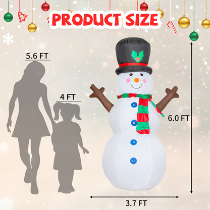 GOOSH 5FT Inflatable Snowman Christmas Outdoor Decoration Blow Up Snowman Christmas Yard Decoration with Branch Hand Blow Up Holiday Indoor Outdoor Party Garden Yard Decorations