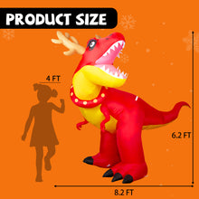 Load image into Gallery viewer, GOOSH 6.2ft Christmas Inflatables Outdoor Decorations, Blow Up Antlers Dinosaur Inflatable with Built-in LEDs for Christmas Indoor Outdoor Yard Lawn Garden Decorations #27249
