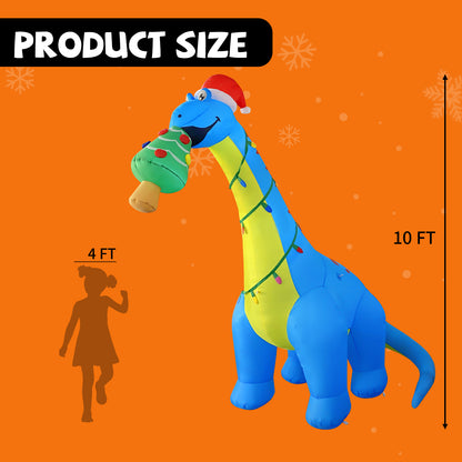 GOOSH 10FT Christmas Inflatables Outdoor Decorations, Blow Up Dinosaur Christmas Tree Inflatable with Built-in LEDs for Christmas Indoor Outdoor Yard Lawn Garden Decorations