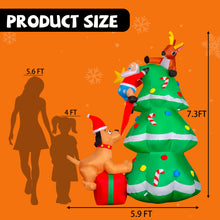 Load image into Gallery viewer, GOOSH 7.3ft Christmas Inflatables Outdoor Decorations, Blow Up Santa Claus Reindeer Dog Christmas Tree Inflatable with Built-in LEDs for Christmas Indoor Outdoor Yard Lawn Garden Decorations#27152

