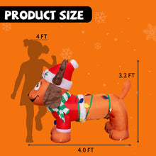 Load image into Gallery viewer, GOOSH Christmas Inflatable 4FT Long Christmas Dog with Antler Hat, Built-in LEDs Blow Up Yard Decoration for Holiday Party Indoor, Outdoor, Yard, Garden, Lawn #27257
