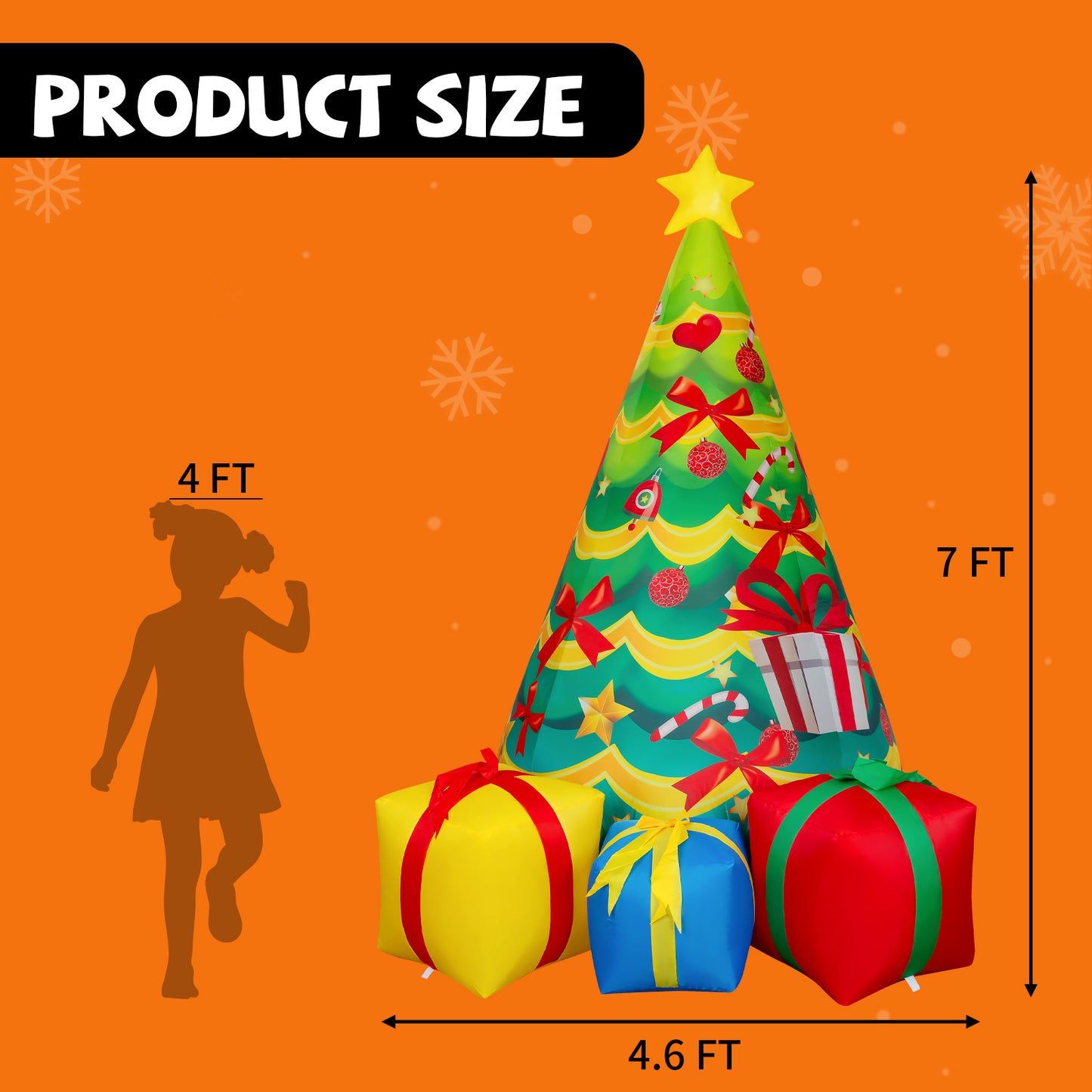 GOOSH 7 FT Christmas Inflatables Tree Outdoor Decorations Blow Up Yard 3 Present Boxes with Built-in LEDs for Indoor Party Garden Lawn Decor