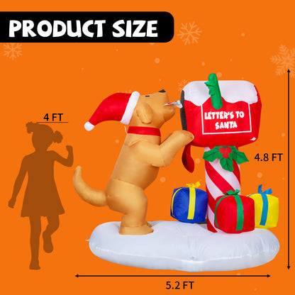 GOOSH 4.8ft Christmas Inflatables Outdoor Decorations, Blow Up Dog and Newspaper Box Inflatable with Built-in LEDs for Christmas Indoor Outdoor Yard Lawn Garden Decorations #27248