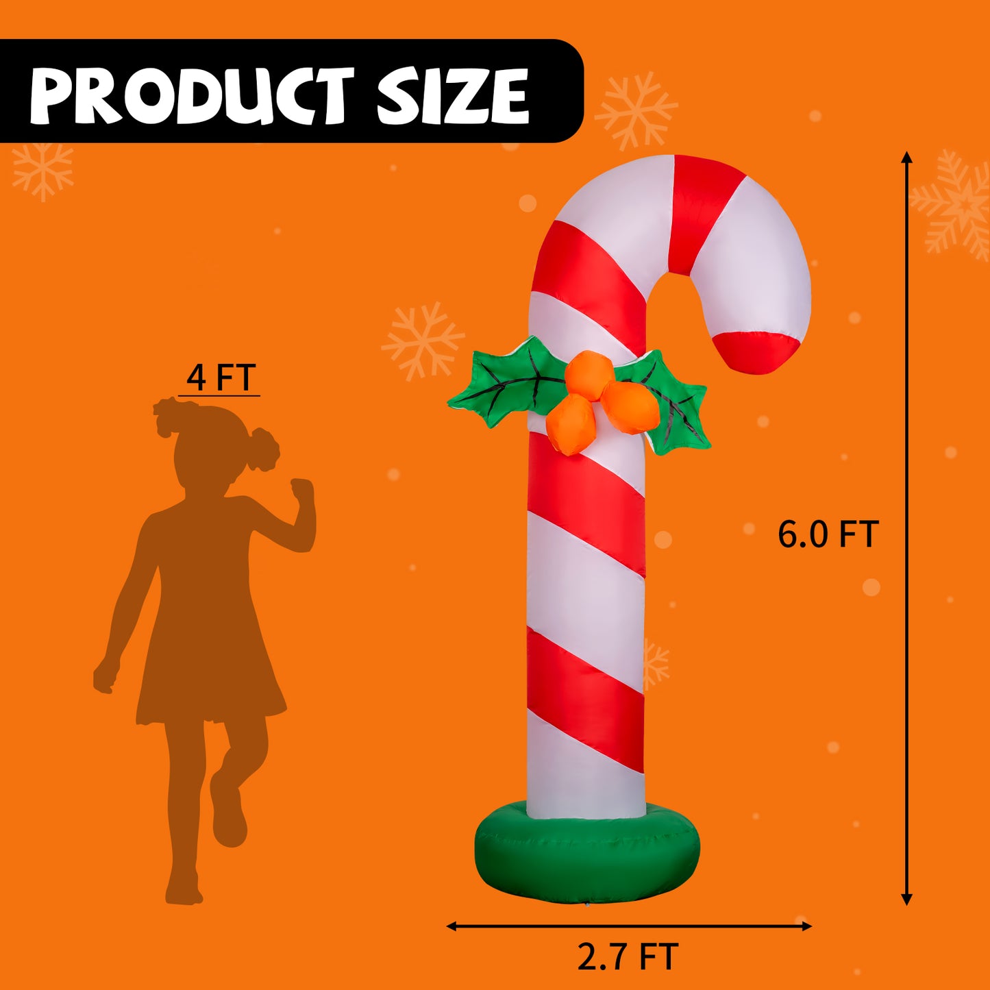 GOOSH 6 FT Christmas Inflatables Candy Cane Outdoor Decorations Blow Up Yard Candy Cane with Built-in LEDs for Holiday Xmas Garden Lawn Decor