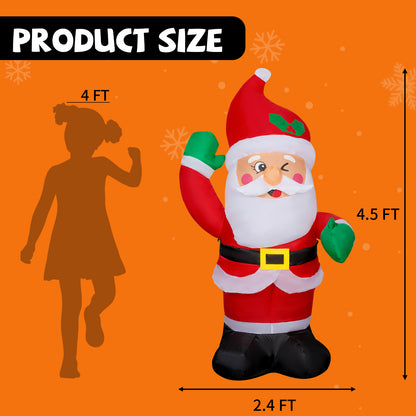 GOOSH 4.5ft Christmas Inflatables Outdoor Decorations, Blow Up Santa Claus Inflatable with Built-in LEDs for Christmas Indoor Outdoor Yard Lawn Garden Decorations #27295
