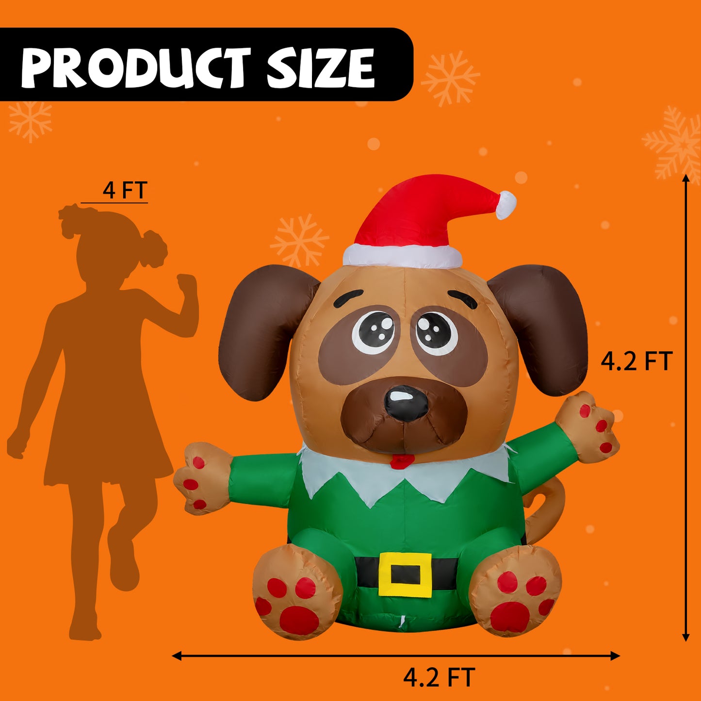 GOOSH 4.2FT Christmas Inflatable Dog with Built-in LEDs, Christmas Blow Up Yard Decorations for Holiday Party Indoor, Outdoor, Yard, Garden, Lawn #27277