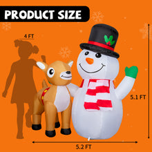 Load image into Gallery viewer, GOOSH 5.2ft Christmas Inflatables Outdoor Decorations, Blow Up Snowman Reindeer Inflatable with Built-in LEDs for Christmas Indoor Outdoor Yard Lawn Garden Decorations #27333
