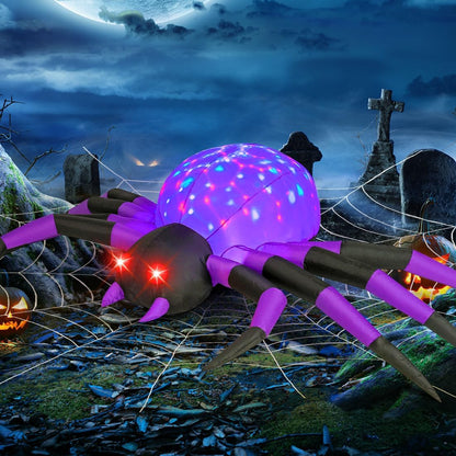GOOSH Halloween Inflatables Outdoor Decorations, 9 FT Width Spider Blow Up Yard Decoration with Built-in LED for Yard Garden Party Lawn