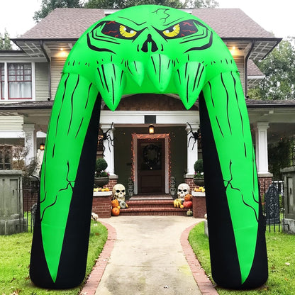 Goosh 10 FT Halloween Inflatables Archway Outdoor Decorations Blow Up Yard Monster Mouth Archway with Built-in LEDs for Indoor Party Garden Lawn