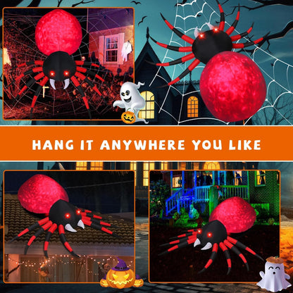 GOOSH 8 FT Halloween Inflatable Spider Outdoor Decoration with Magic Light Blow Up Yard Inflatables Holiday Inflatables for Outdoor Yard Garden Lawn Decor