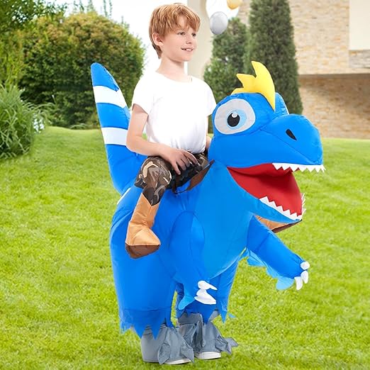 GOOSH Inflatable Dinosaur Costume Kids Halloween Blow up Costumes for Boys Girls Funny Riding Air Costume for Party Cosplay