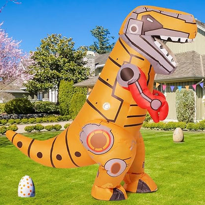 GOOSH Inflatable Dinosaur Costume for Adults Funny Blow Up Mechanical T-rex Dino Costume Full Body for Halloween Party Parade Cosplay