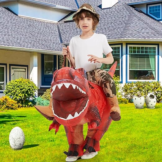 GOOSH Inflatable Dinosaur Costume for Kids Riding T Rex Funny Blow Up Boys Girls Costume for Halloween Fancy Party Cosplay