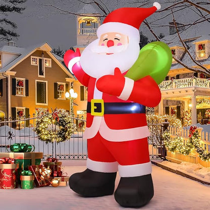 Goosh 9 FT Christmas Inflatables Santa Claus Animated Gaint Outdoor Blow Up Yard Decorations Built-in LEDs for Indoor Party Garden Lawn Decor