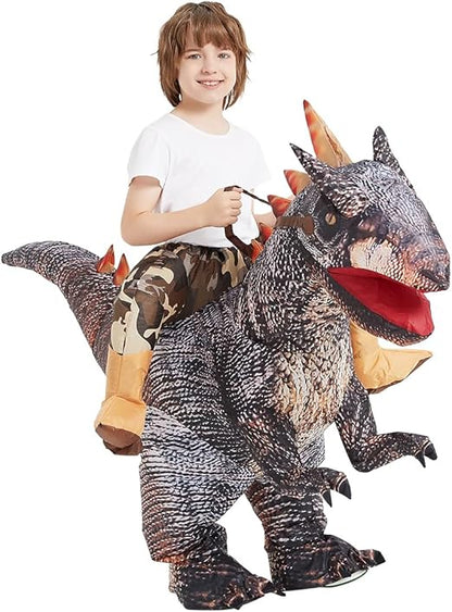 GOOSH Inflatable Dinosaur Costume Riding Stegosaurus for Kids Halloween Costumes Boys Girls Funny Blow up Costume