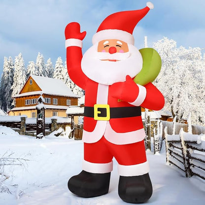 Goosh 9 FT Christmas Inflatables Santa Claus Animated Gaint Outdoor Blow Up Yard Decorations Built-in LEDs for Indoor Party Garden Lawn Decor