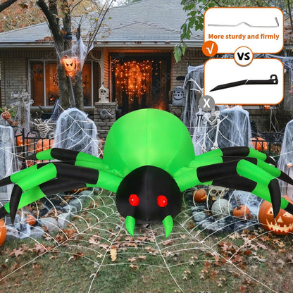 GOOSH 9FT Wide Halloween Inflatable Spider Outdoor Decorations Giant Blow Up Yard Decoration with Built-in LED for Yard Garden Party Lawn