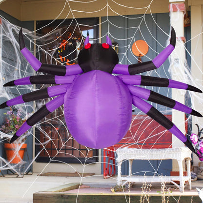 GOOSH Halloween Inflatables Outdoor Decorations, 9 FT Width Spider Blow Up Yard Decoration with Built-in LED for Yard Garden Party Lawn