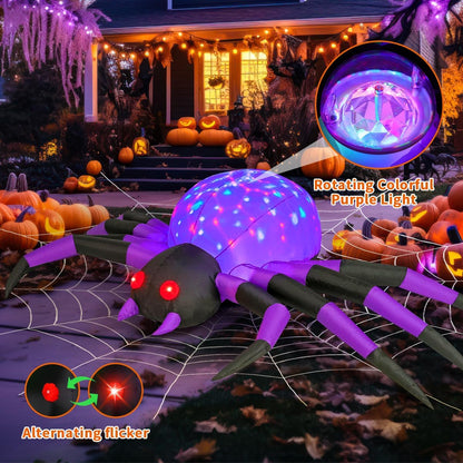 GOOSH Halloween Inflatables Outdoor Decorations, 9 FT Width Spider Blow Up Yard Decoration with Built-in LED for Yard Garden Party Lawn